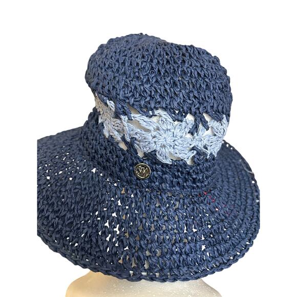 NWT Paper Yarn Packable‎ Sun Bucket Hat Navy OS - Picture 4 of 9